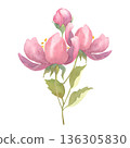 Watercolor Pink Floral Bouquet 136305830