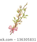 Spring Botanical Composition with Branch and Fluffy buds 136305831