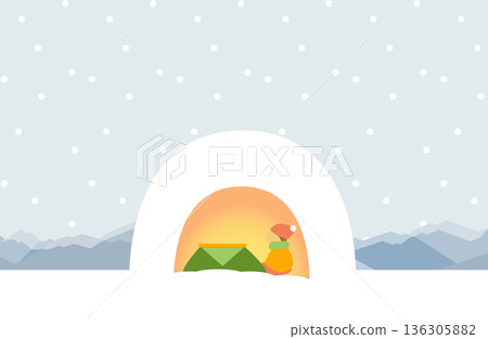 白雪皚皚的景色和雪屋風光 白雪皚皚的景色和雪屋風光 136305882