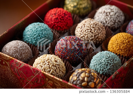 brigadeiros gift box close up festive mood brigadeiros gift box close up festive mood 136305884