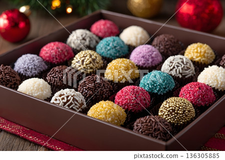 brigadeiros gift box close up festive mood brigadeiros gift box close up festive mood 136305885
