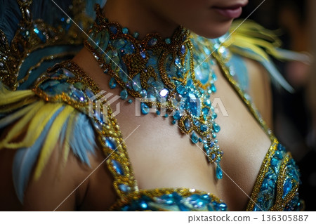 samba costume backstage preparation close up 136305887