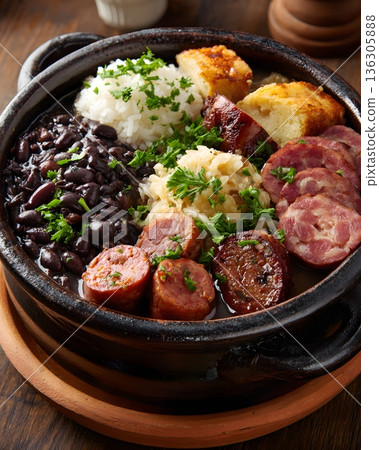 feijoada traditional family meal close up 136305888