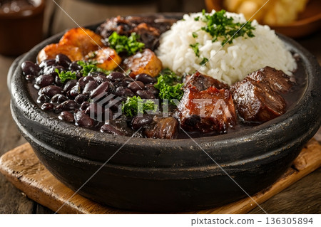 feijoada comfort food close up rustic style feijoada comfort food close up rustic style 136305894