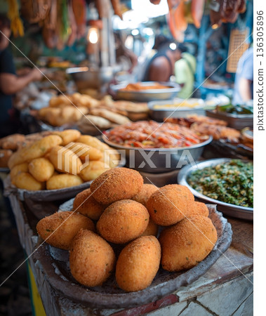 acaraje street market food macro shot 136305896