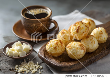 pao de queijo coffee pairing close up pao de queijo coffee pairing close up 136305899