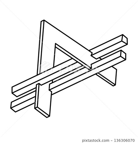 Impossible shape. Web design element. Optical illusion object. Line design. Geometry figure. 136306070