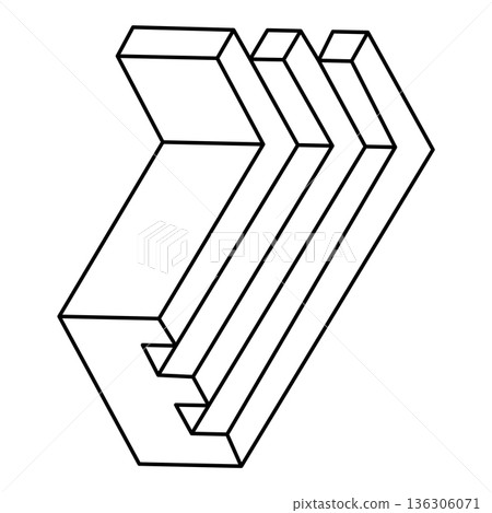 Optical illusion shape, geometric figure, impossible object. Op art.  136306071