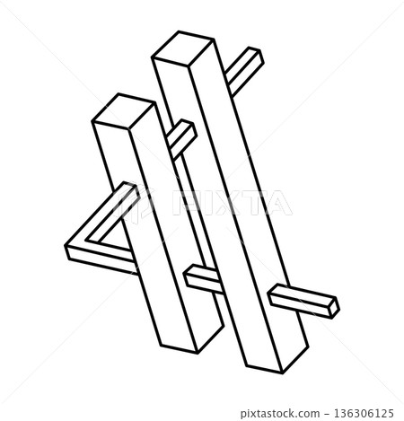 Impossible shape. Web design element. Optical Illusion object. Geometric figures. Impossible shape. Web design element. Optical Illusion object. Geometric figures. 136306125