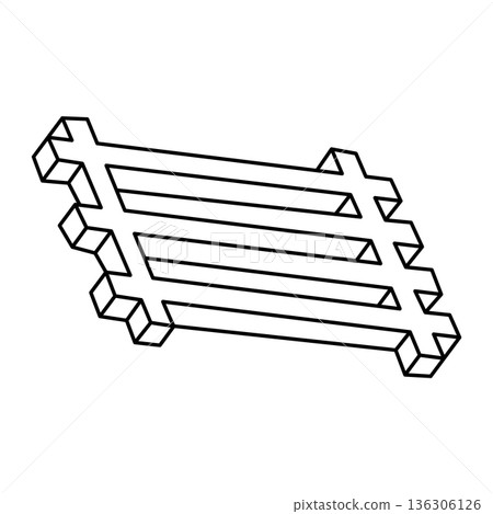 Optical illusion, unreal geometric object. Impossible figure. Sacred geometry shape.  136306126