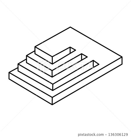 Optical illusion stairs, unreal geometric object vector. Impossible figure. Optical illusion stairs, unreal geometric object vector. Impossible figure. 136306129