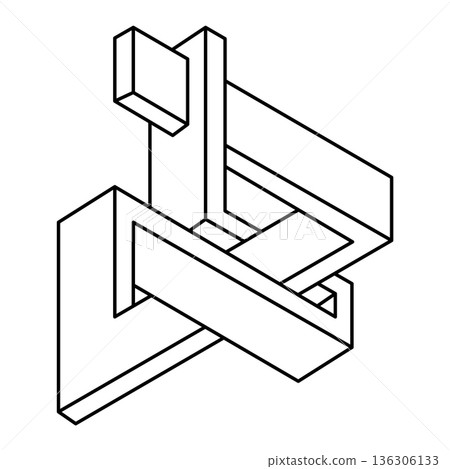 Impossible shape. Web design element. Optical Illusion object. Geometric figure. Impossible shape. Web design element. Optical Illusion object. Geometric figure. 136306133