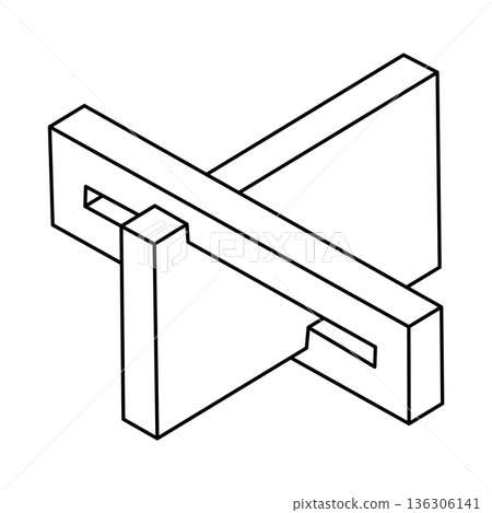 Optical illusion, unreal geometric object vector. Impossible figure. Op art shape. Optical illusion, unreal geometric object vector. Impossible figure. Op art shape. 136306141
