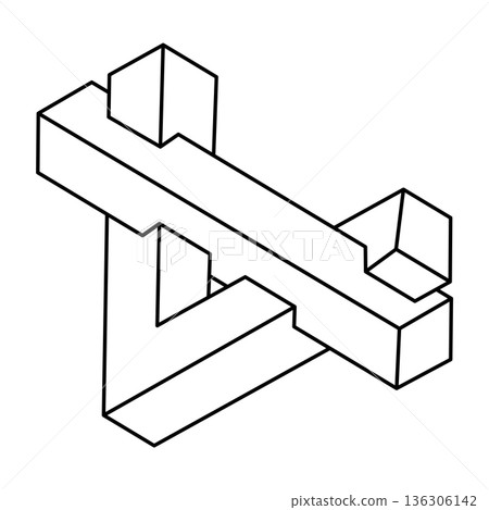 Impossible shape. Web design element. Optical illusion objects. Unreal geometric figure. Impossible shape. Web design element. Optical illusion objects. Unreal geometric figure. 136306142