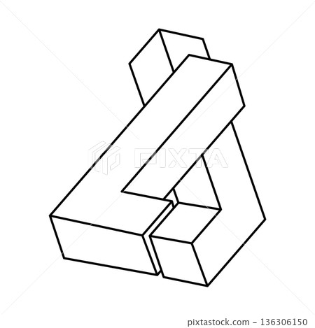 Optical illusion object, unreal geometric figure vector. Impossible shape. Sacred geometry. Optical illusion object, unreal geometric figure vector. Impossible shape. Sacred geometry. 136306150