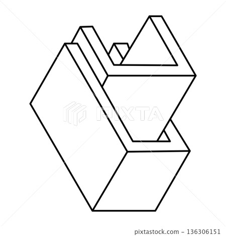 Optical illusion, unreal geometric object. Impossible figure. Sacred geometry shape. Optical illusion, unreal geometric object. Impossible figure. Sacred geometry shape. 136306151