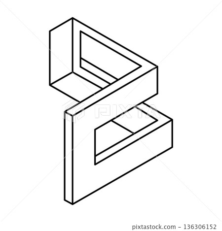 Optical illusion shape. Impossible object. Op art figure. Sacred geometry. Line art. Optical illusion shape. Impossible object. Op art figure. Sacred geometry. Line art. 136306152