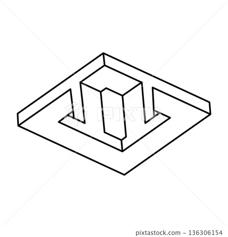 Optical illusion shapes, unreal geometric object vector. Impossible figure. Sacred geometry.  136306154