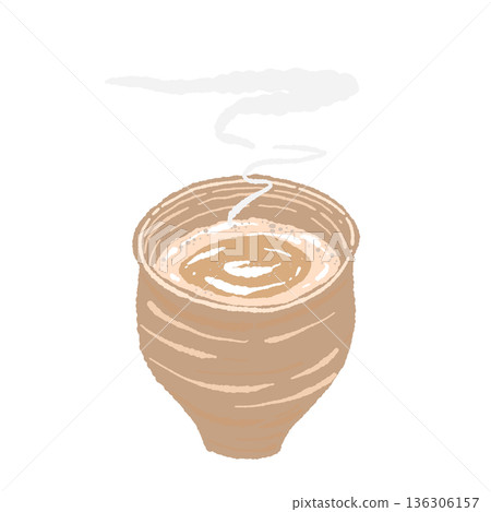 Steaming hot masala chai in a terracotta cup 136306157