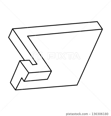 Optical illusion, unreal geometric object vector. Impossible figure. Op art shape. Optical illusion, unreal geometric object vector. Impossible figure. Op art shape. 136306180