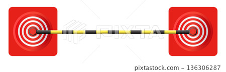 Illustration of a red traffic cone and cone bar seen from above Illustration of a red traffic cone and cone bar seen from above 136306287