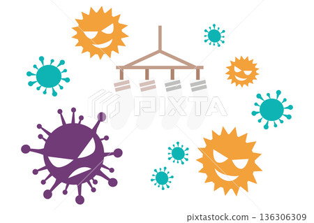 Illustration of socks with pollen and allergens attached | Cedar pollen season and the environmental risks of laundry Illustration of socks with pollen and allergens attached | Cedar pollen season and the environmental risks of laundry 136306309