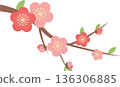 Plum Blossom Branch Illustration for Chinese New Year and Spring Festival Decoration 136306885