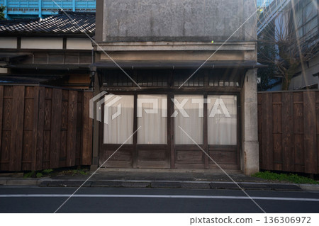 A gate in the style of a Japanese samurai residence A gate in the style of a Japanese samurai residence 136306972