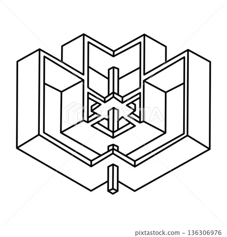 Impossible optical illusion shape. Sacred geometry. Optical art object. Unreal geometric figures.  136306976