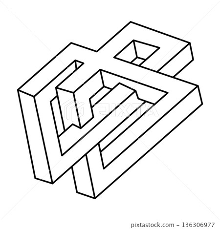 Impossible shape logo design, optical illusion object. Unreal geometric figures. Op art.  136306977