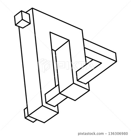 Unreal geometric figures. Impossible shape. Web design element. Optical Illusion object. Line design.  136306980