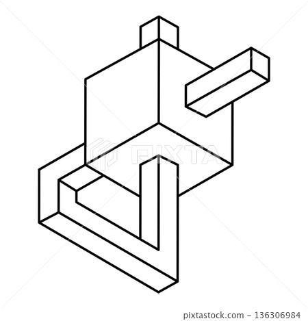 Impossible shapes. Line design. Isolated on a white background. Vector illustration. Optical illusion objects. Op art. Sacred geometric figures. Impossible shapes. Line design. Isolated on a white background. Vector illustration. Optical illusion objects. Op art. Sacred geometric figures. 136306984