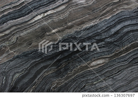 Silver Wave marble texture from China featuring elegant black, gray, and white horizontal veining patterns. 136307697