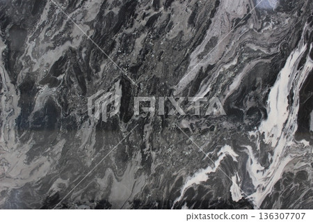 Picasso Gray marble texture with abstract black and white flow patterns resembling a modern art painting. Picasso Gray marble texture with abstract black and white flow patterns resembling a modern art painting. 136307707