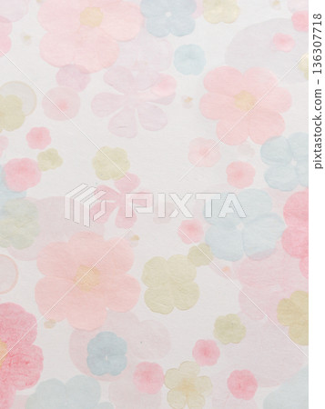 花卉圖案的日本紙背景材料 136307718