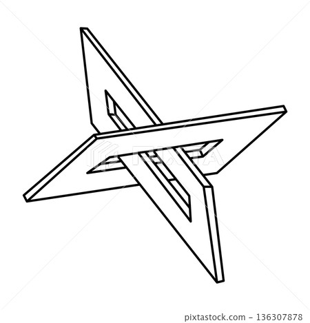 Optical illusion shape, unreal geometric object vector. Impossible figure. Sacred geometry shapes. Op art.  136307878