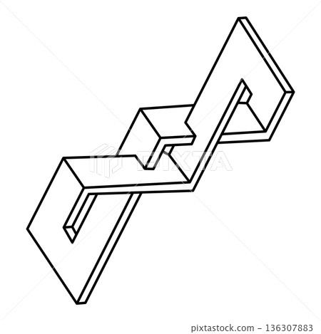 Impossible geometry, optical illusion shape. Optical art object. Unreal geometric figures. Impossible geometry, optical illusion shape. Optical art object. Unreal geometric figures. 136307883