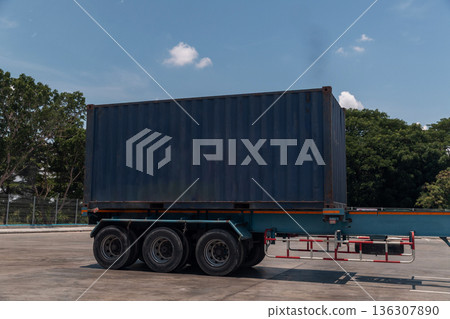 Trucking, Import, Export, Logistics, Industry with beautiful sky and Car Park background. 136307890