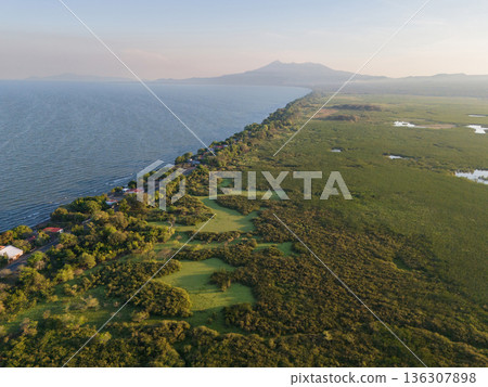 Green lake shore in Nicaragua landscape Green lake shore in Nicaragua landscape 136307898