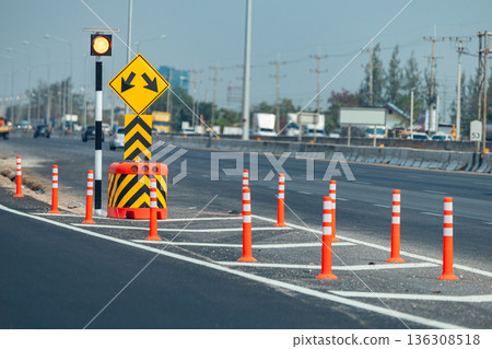 Warning traffic sign. 136308518