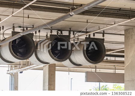 Fan in modern building Parking in door. 136308522