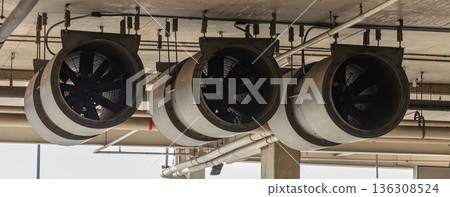 Fan in modern building Parking in door. 136308524