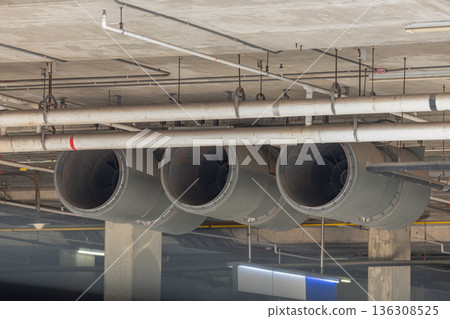 Fan in modern building Parking in door. 136308525