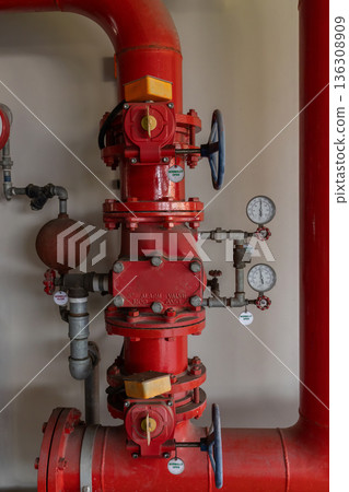 Room Fire suppression system installation with a alarm check valve. Room Fire suppression system installation with a alarm check valve. 136308909