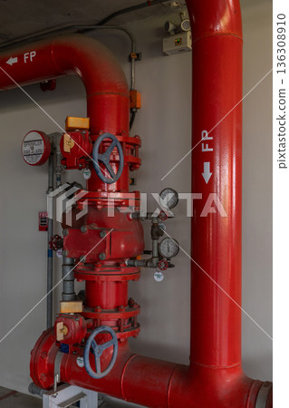 Room Fire suppression system installation with a alarm check valve. 136308910