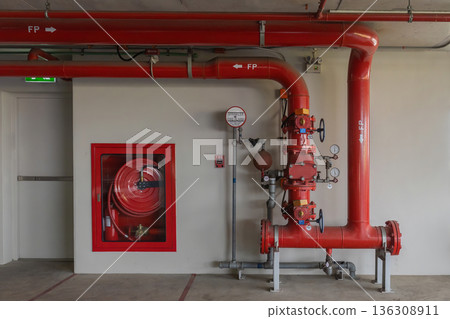Room Fire suppression system installation with a alarm check valve. 136308911