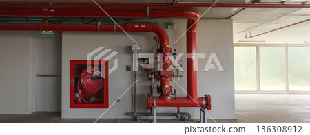 Room Fire suppression system installation with a alarm check valve. 136308912