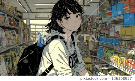 Young woman shopping at the supermarket 136308937