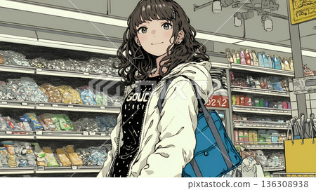 Young woman shopping at the supermarket 136308938