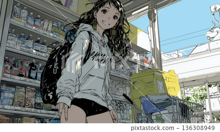 Young woman shopping at the supermarket 136308949